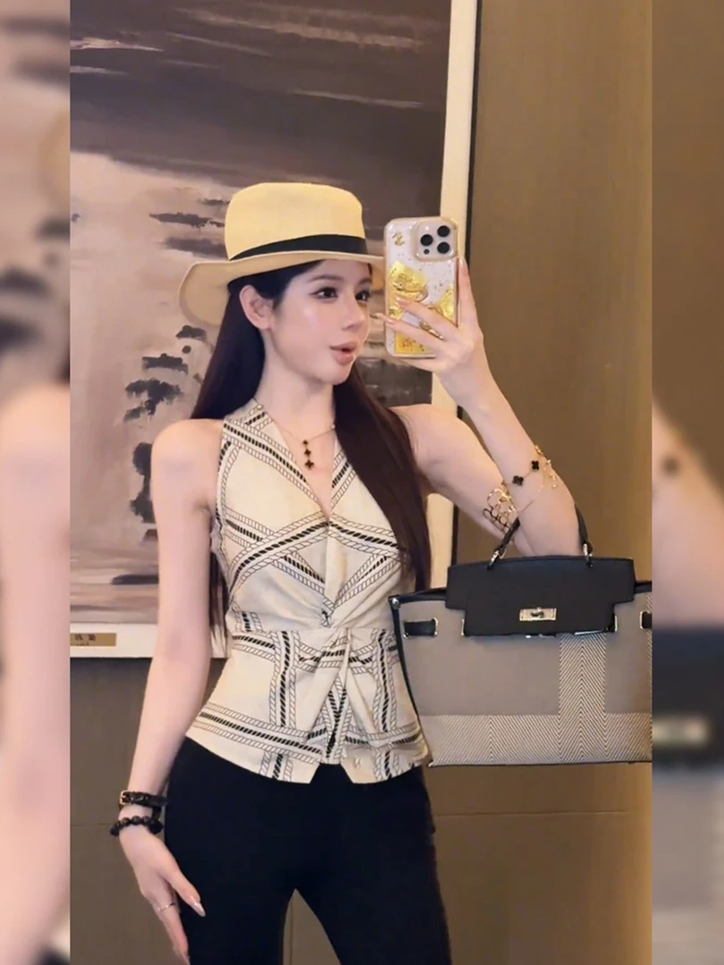 设计感老钱风百搭气质扭结吊带背心上衣2025夏季新款外穿无袖女装