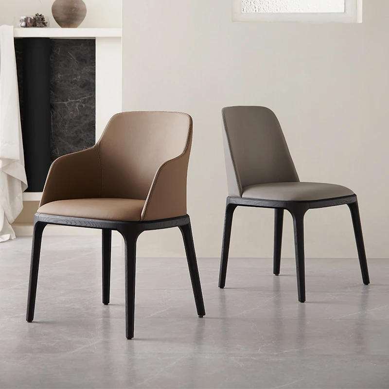 高端意式家用餐椅扶手北欧轻奢现代简约ins风子白蜡木可定制实木