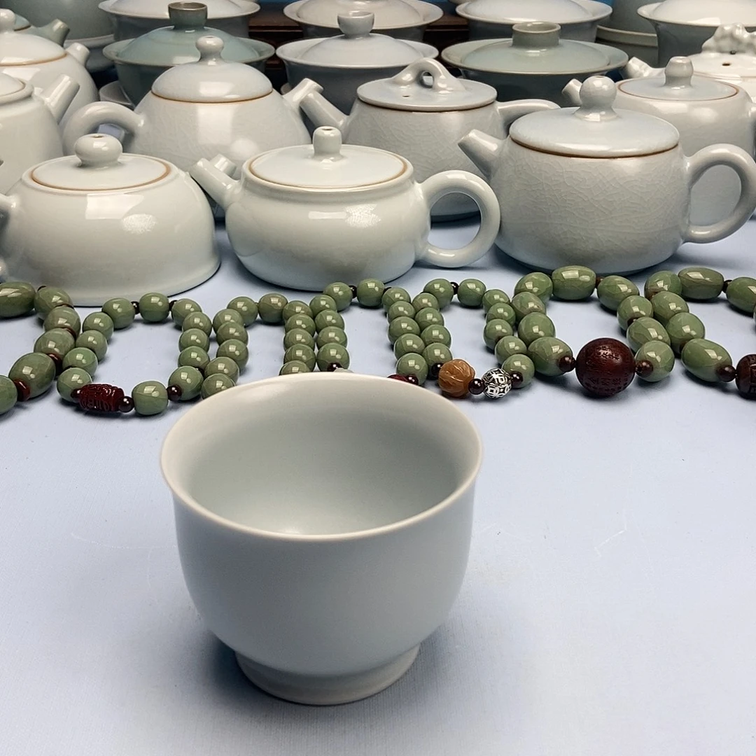 杯仿古月白玉兰杯原矿原釉原产地