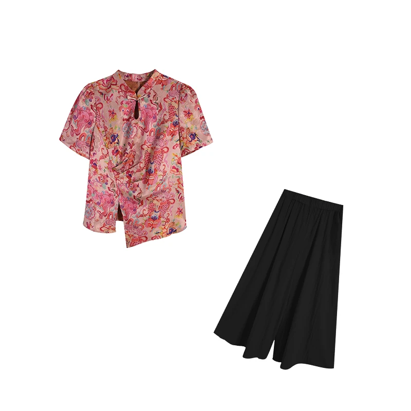 粉色上衣+黑色裙裤两件套ZL107446+ZL107068