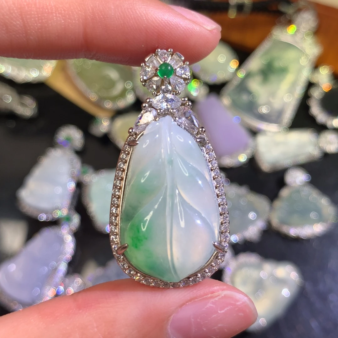 翡翠银S925镶嵌吊坠(不含链)