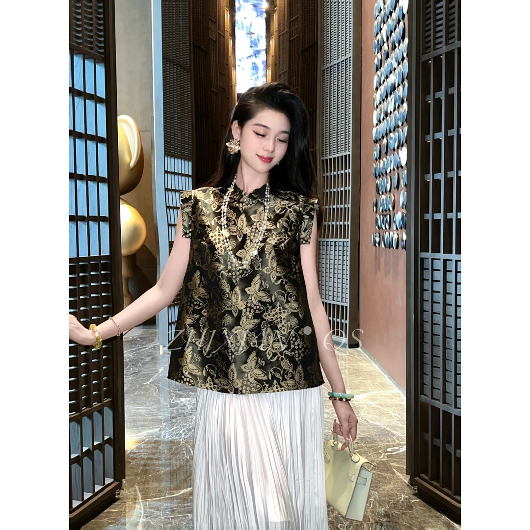 金绣蝶衣-25年新款新中式轻国风无袖气质典雅小上衣