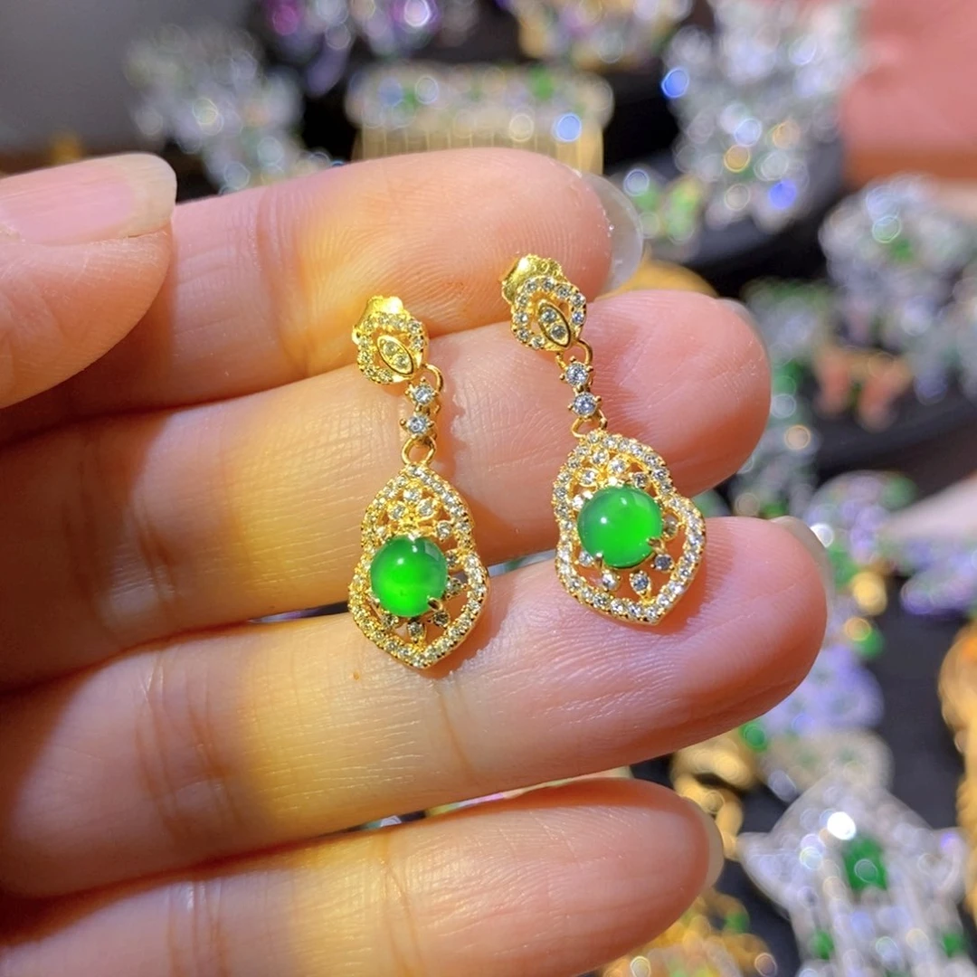 吊坠(不含链)银S925镶嵌翡翠