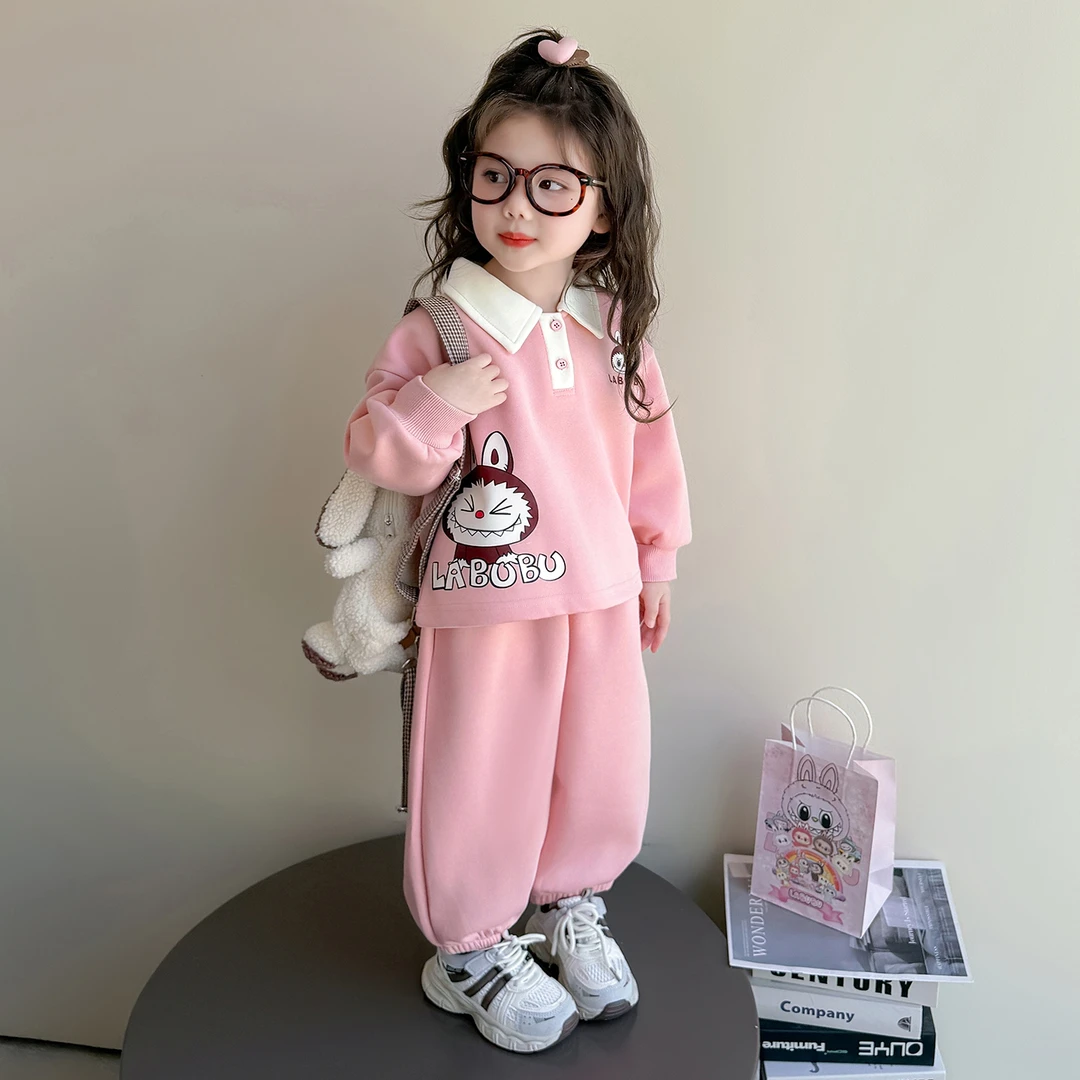 女童秋装套装2025新款韩版洋气儿童春秋时髦卫衣女宝宝休闲两件套