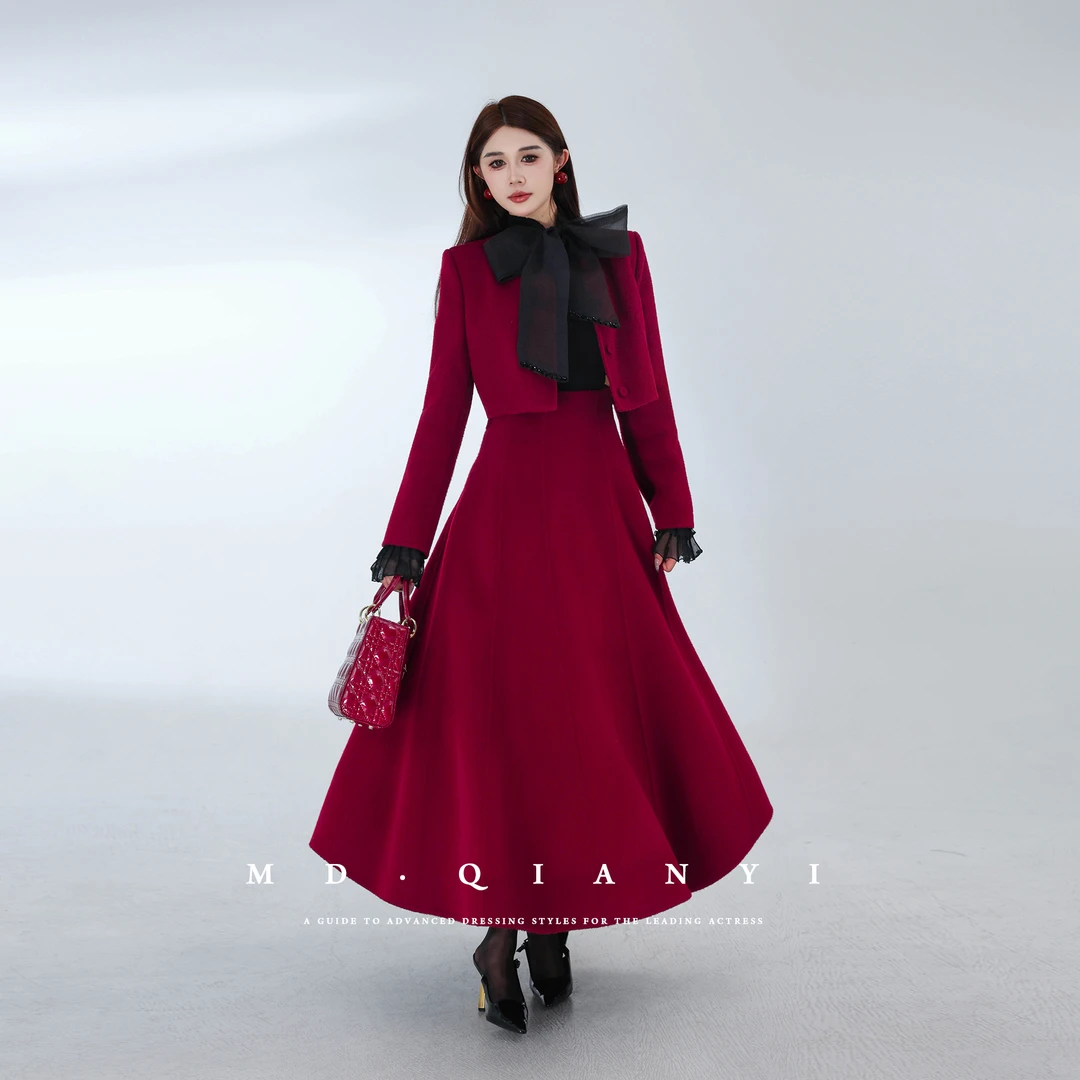 MD定制·杨千亿【奢香贵气】2025秋冬新款显瘦气质时尚毛呢洋气套装