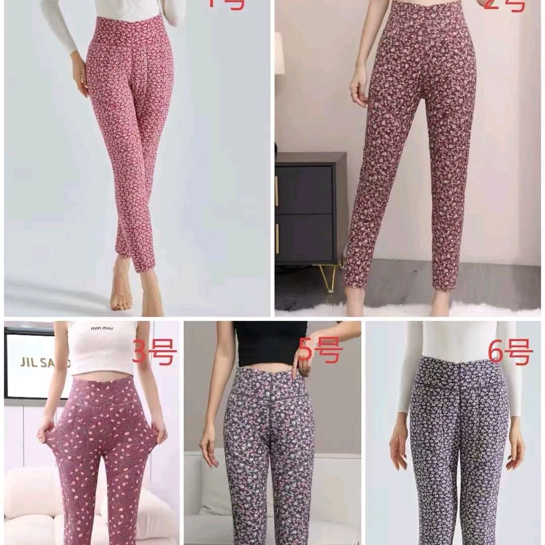 女士碎花加绒加厚保暖裤中老年冬季内穿柔软舒适抗寒花棉裤带护膝