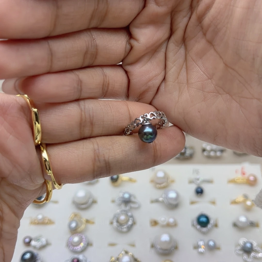 蕾***蕾淡水珍珠戒指合金