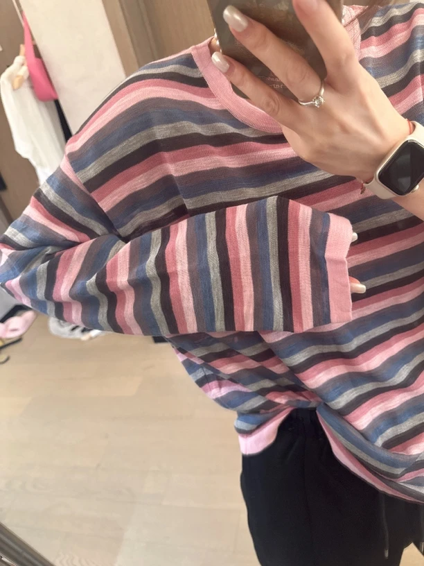 【NO退NO换】欧货秋款条纹擦肩袖上衣
