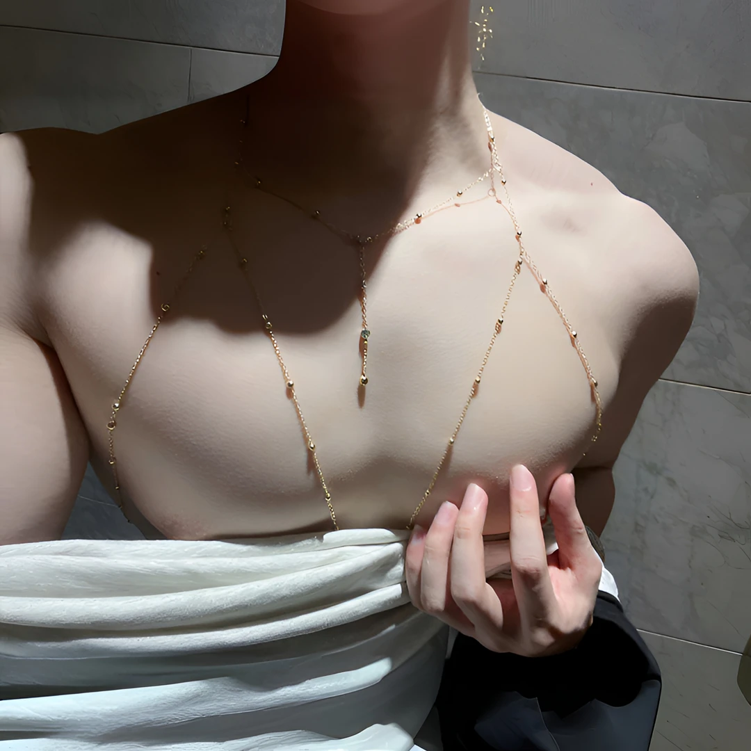 跳舞拍照时尚闪钻身体链性感运动健身肌肉潮流配饰镂空链条背心潮