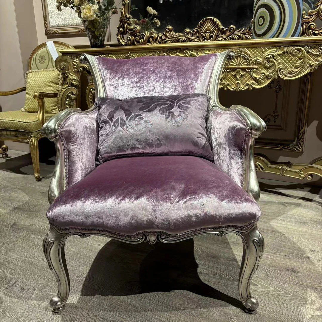 【皇家壹号】淡粉公主宫廷巴洛克风单人沙发椅ty750*920*910H欧式