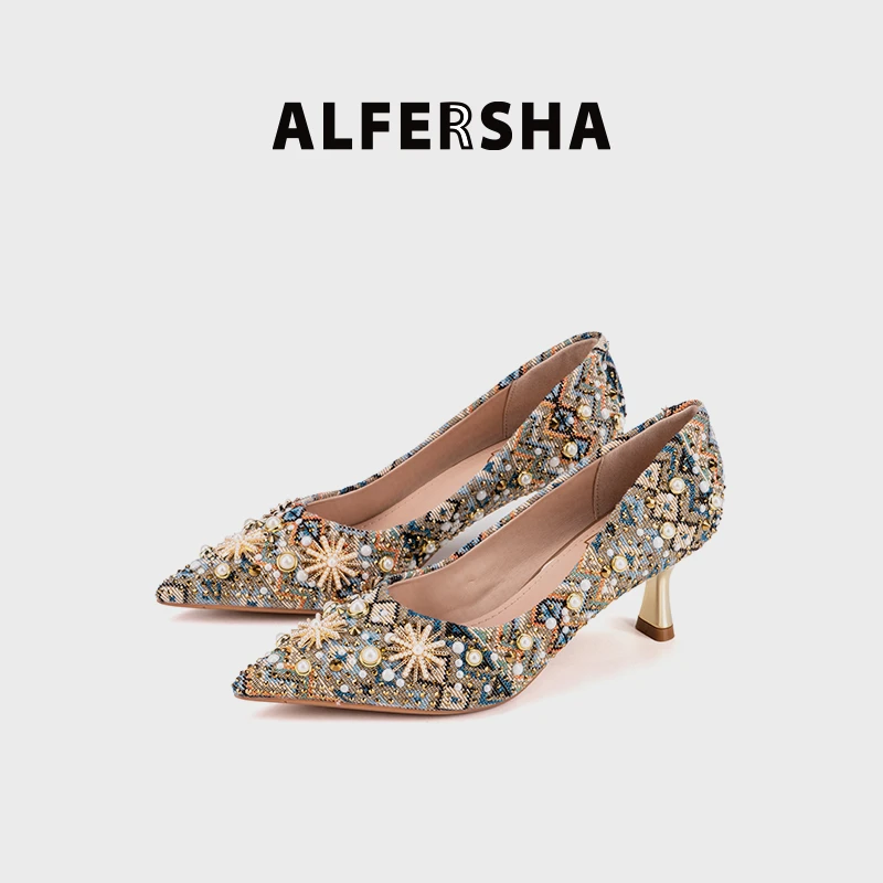 阿芙莎/ALFERSHA手工鞋6883经典款百搭款尖头高跟单鞋B