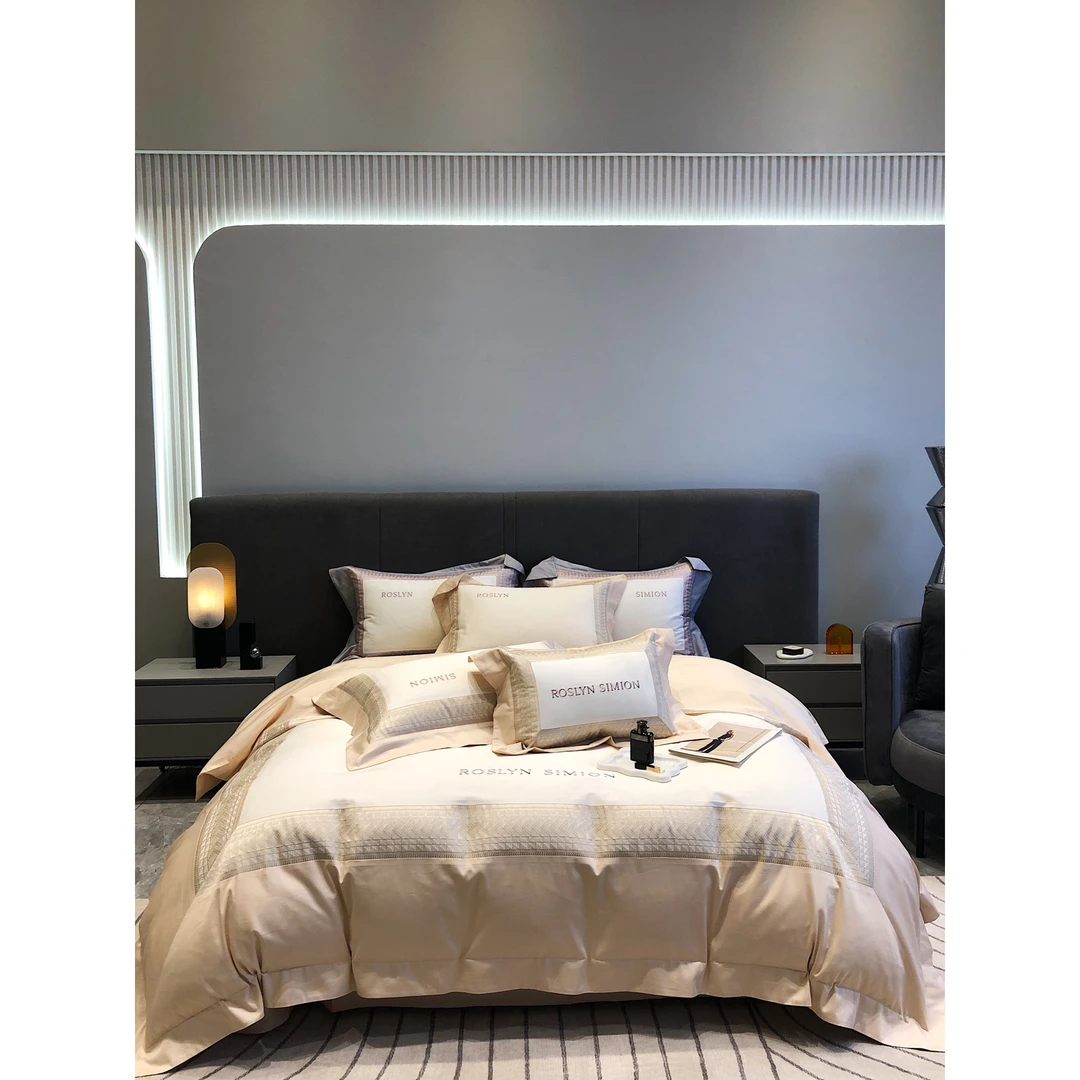 高端实体长绒棉刺绣工艺四件套四季可用 HB德文希