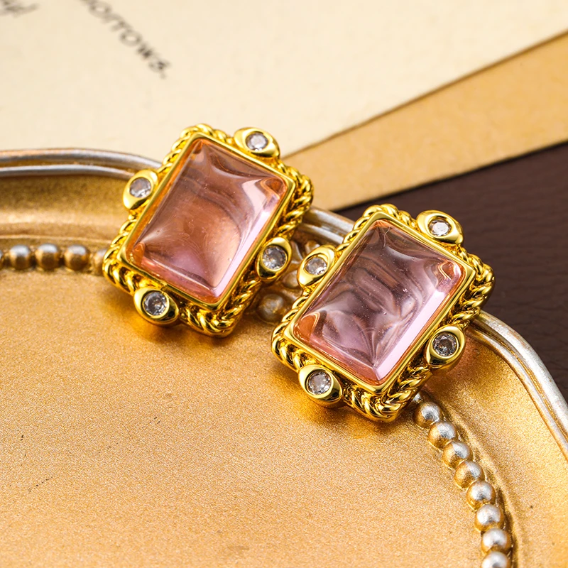 合金锆石耳饰 法式轻奢小众耳钉精致耳环高级感耳饰女