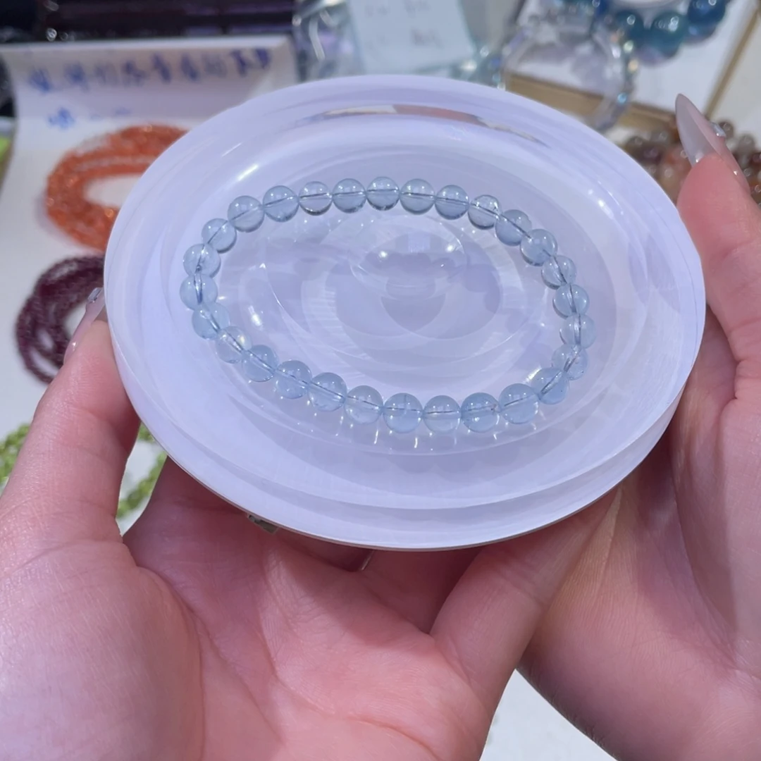 未镶嵌手链水晶冰川蓝海蓝宝6+