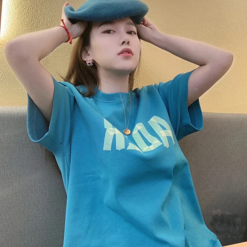 2025年夏季新款韩版宽松休闲小站中长款短袖T恤女ins潮流百搭上衣