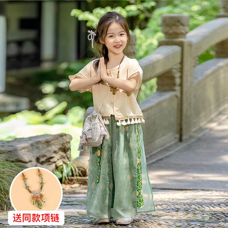 儿童唐装女童汉服古风夏季套装连衣裙仙气复古夏款学生日常