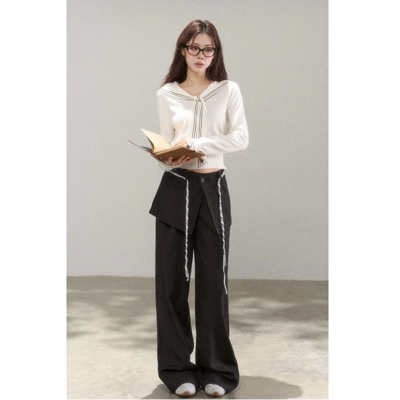 白色海军领长袖T恤女2025年秋季新款修身显瘦气质上衣