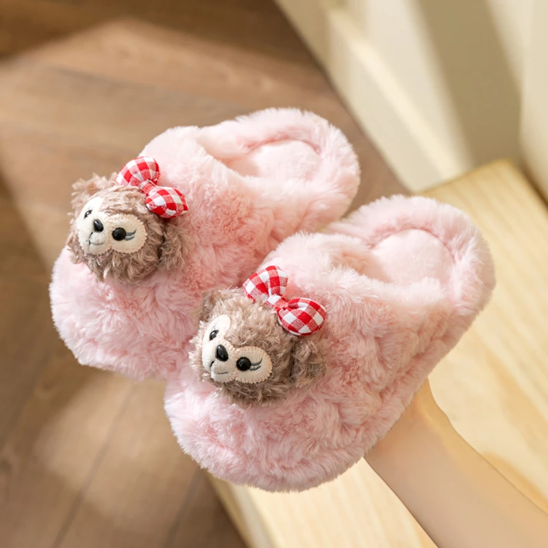 2025冬季女童棉拖鞋可爱女孩雪莉玫公主拖鞋室内保暖宝宝棉拖