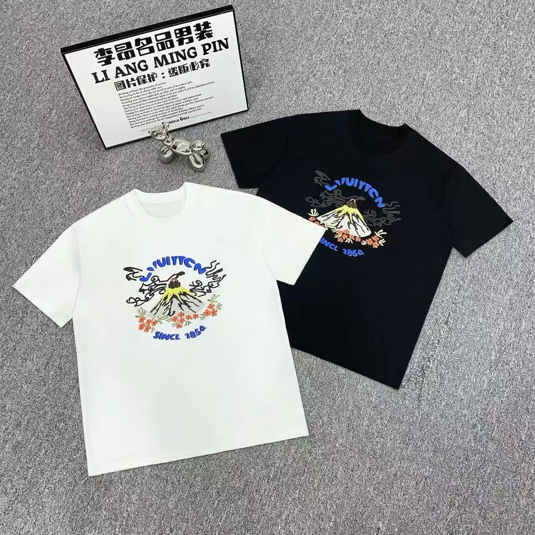 美式潮牌重磅短袖T恤男士秋冬韩版时尚潮流印花百搭休闲圆领半袖