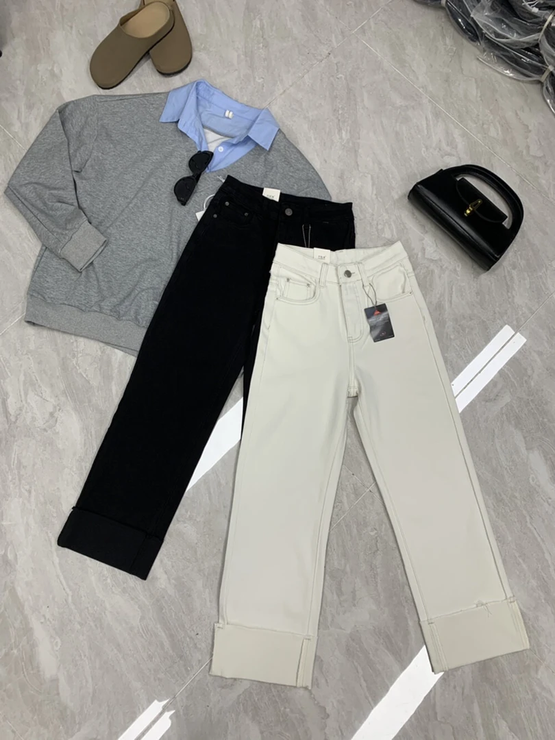 特！白色裤子也很显瘦-直筒牛仔裤