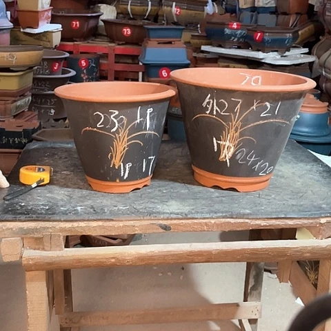 紫砂花盆斗盆两只