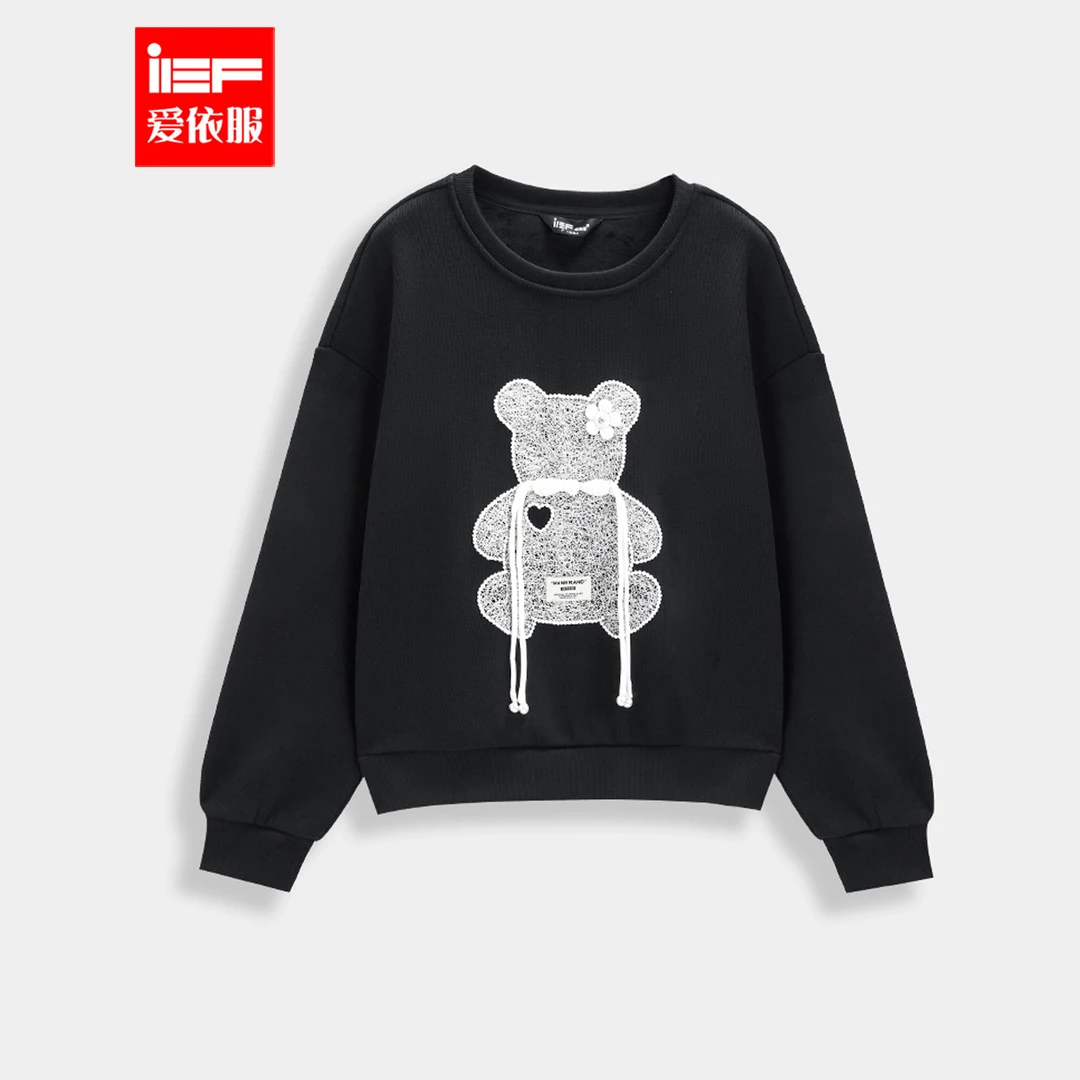 IEF/爱依服上衣2025冬季新款时尚小众设计通勤百搭加绒保暖卫衣