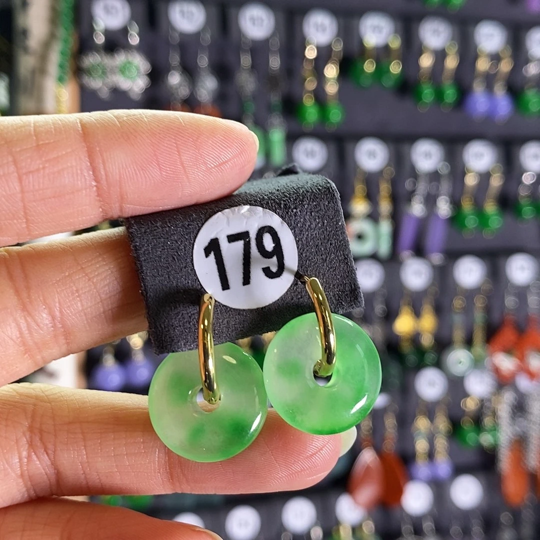 银S925镶嵌翡翠耳饰179