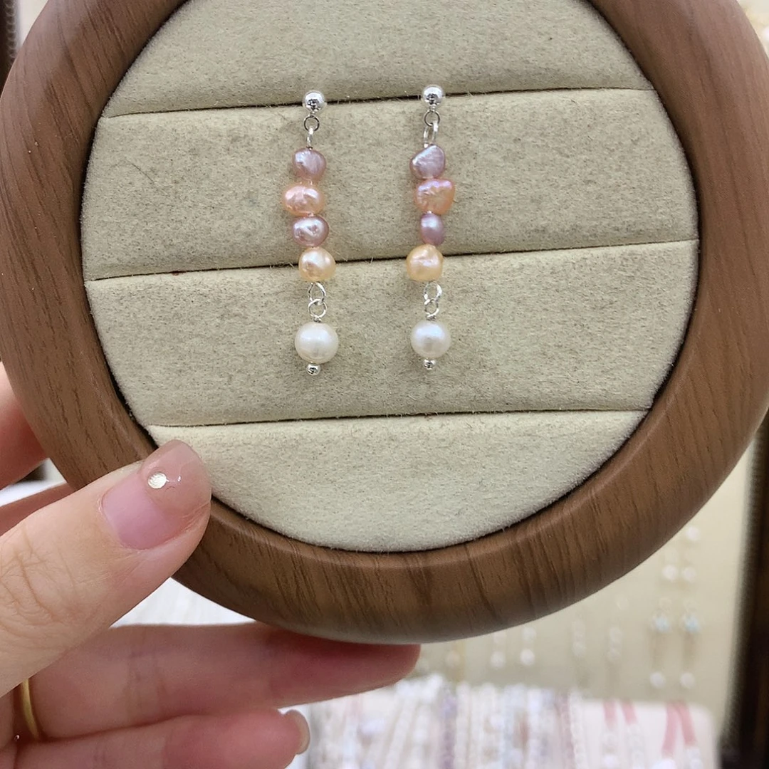 银S925镶嵌淡水珍珠耳饰