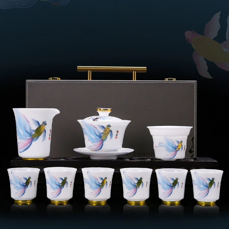 德化白瓷功夫茶具套装家用会客茶器礼盒