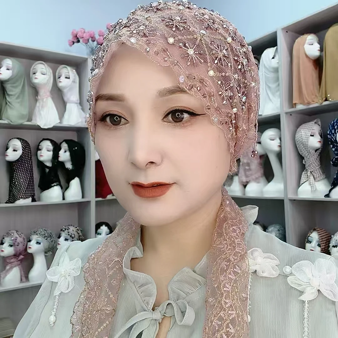 菱形方块水晶流苏飘带帽