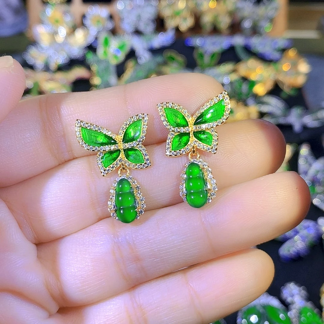 吊坠(不含链)银S925镶嵌翡翠