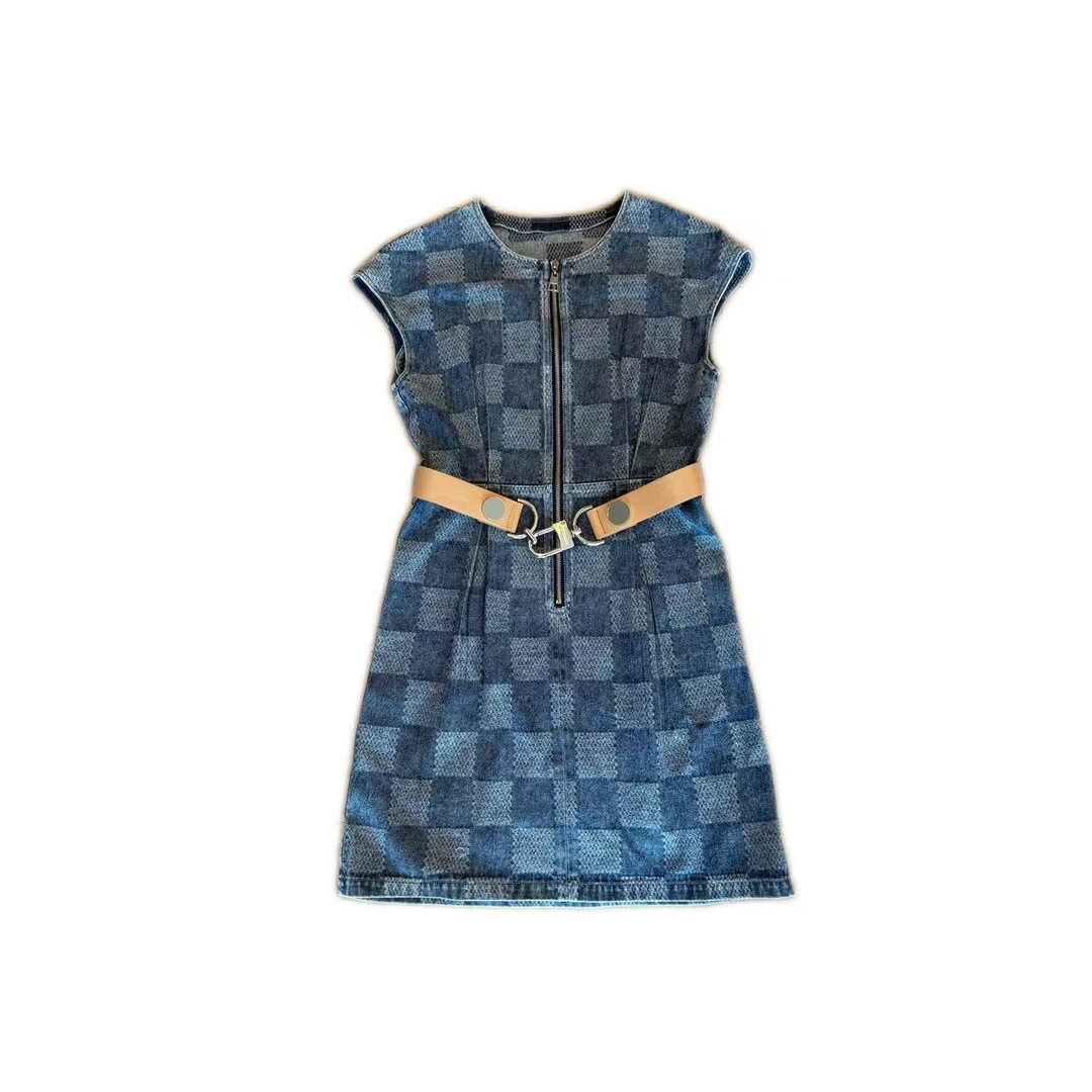 港风复古重工女款牛仔连衣裙