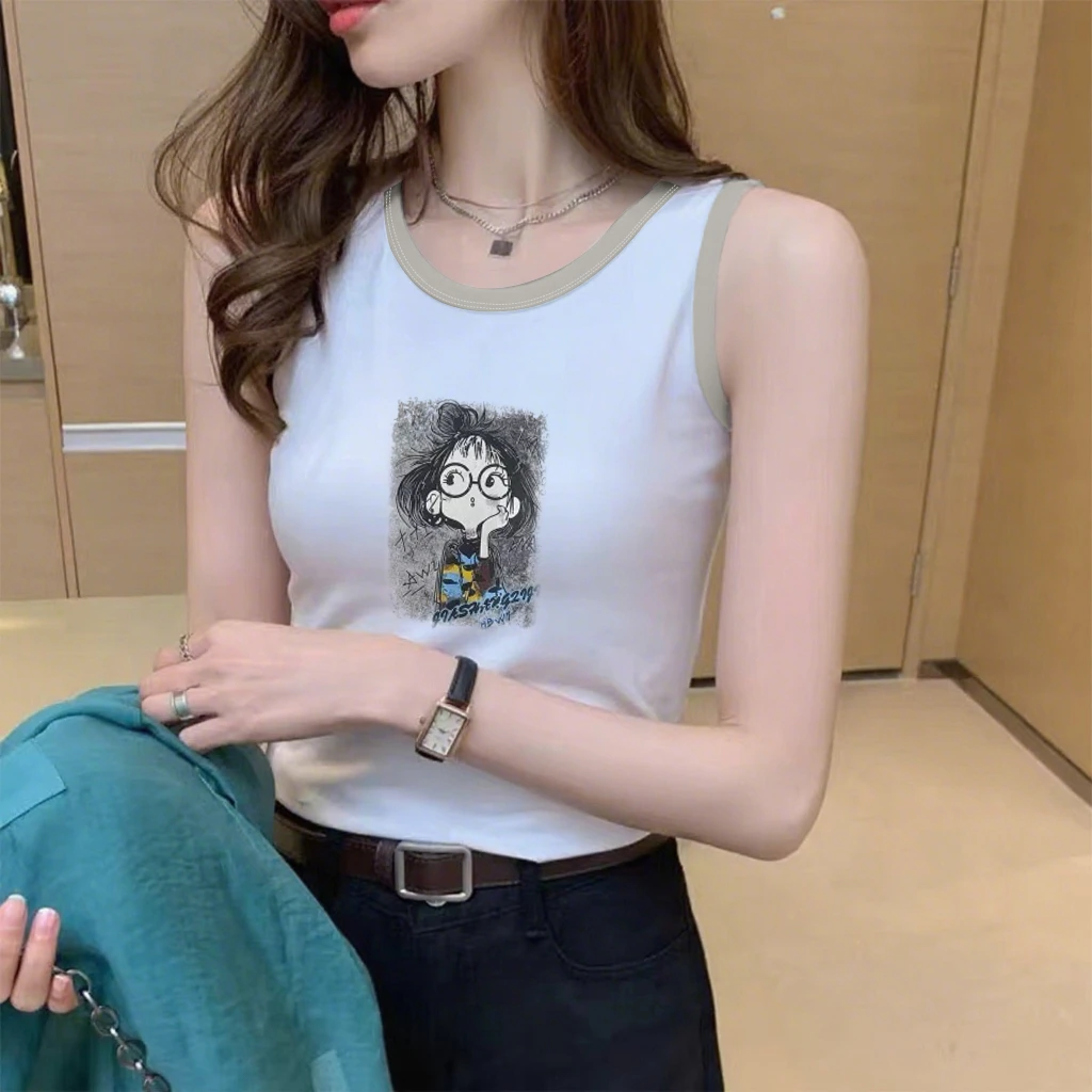 100%纯棉女背心打底吊带夏季时尚洋气无袖显瘦百搭运动上衣女士潮