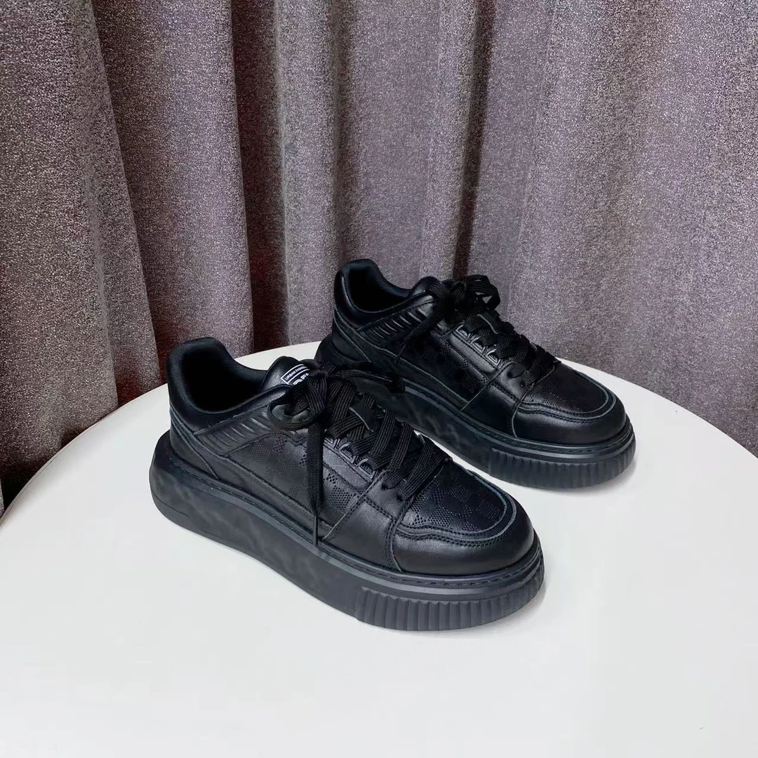 C6148  黑色 舒适平底时尚系带男士休闲鞋  板鞋