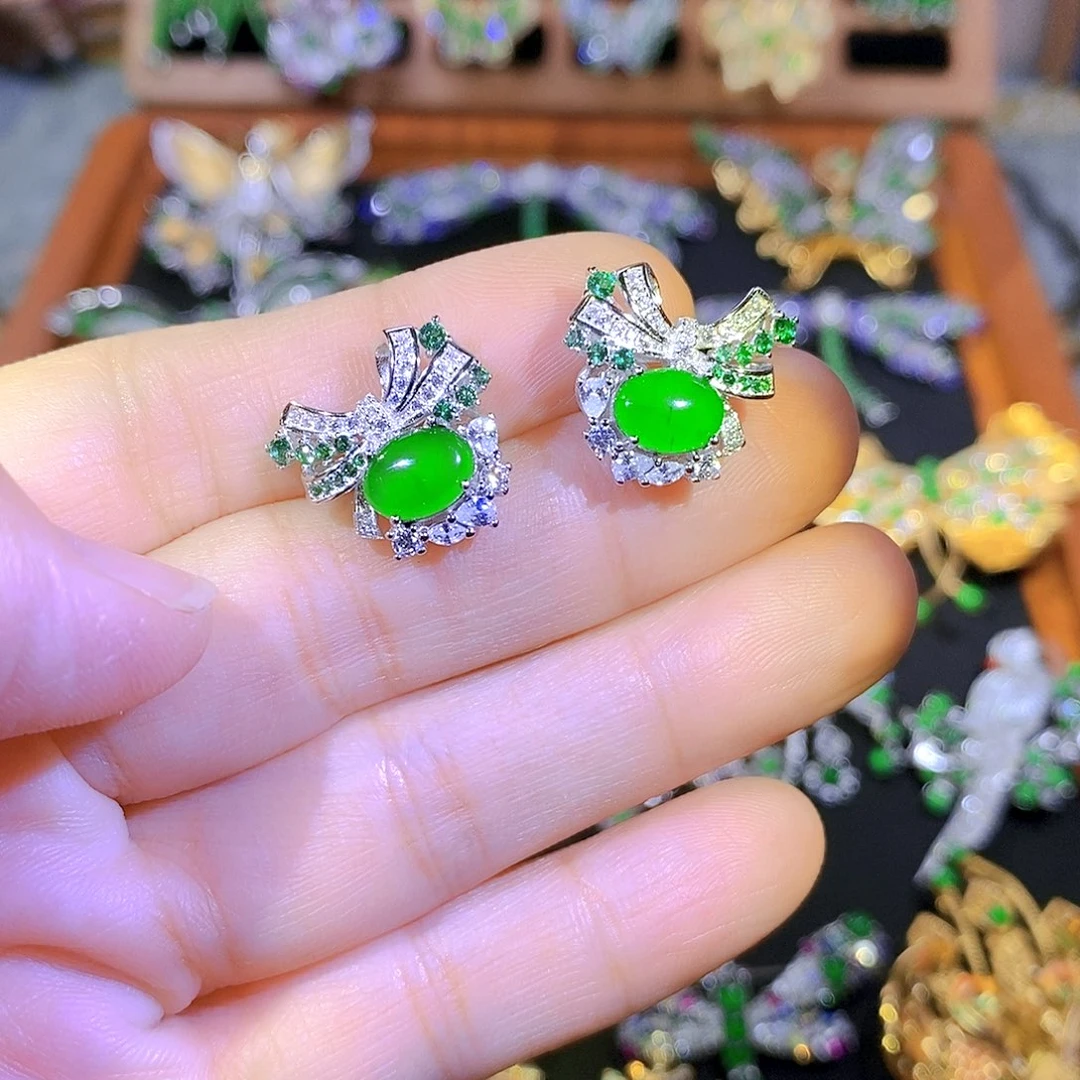 吊坠(不含链)银S925镶嵌翡翠