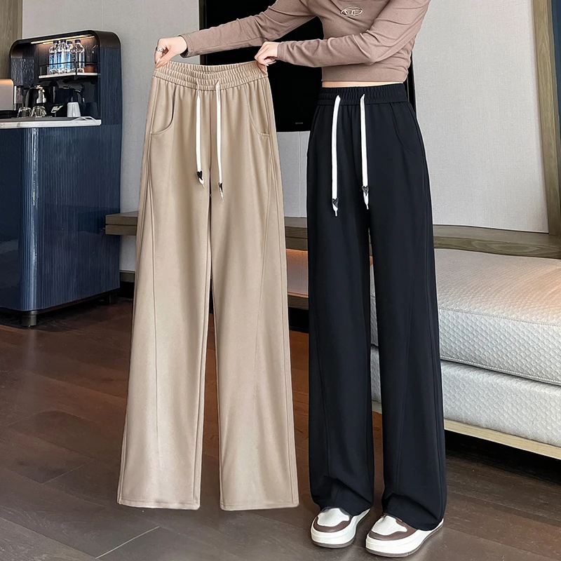 窄版阔腿裤女夏季薄款冰丝直筒香蕉卫裤显瘦百搭小个子休闲九分裤