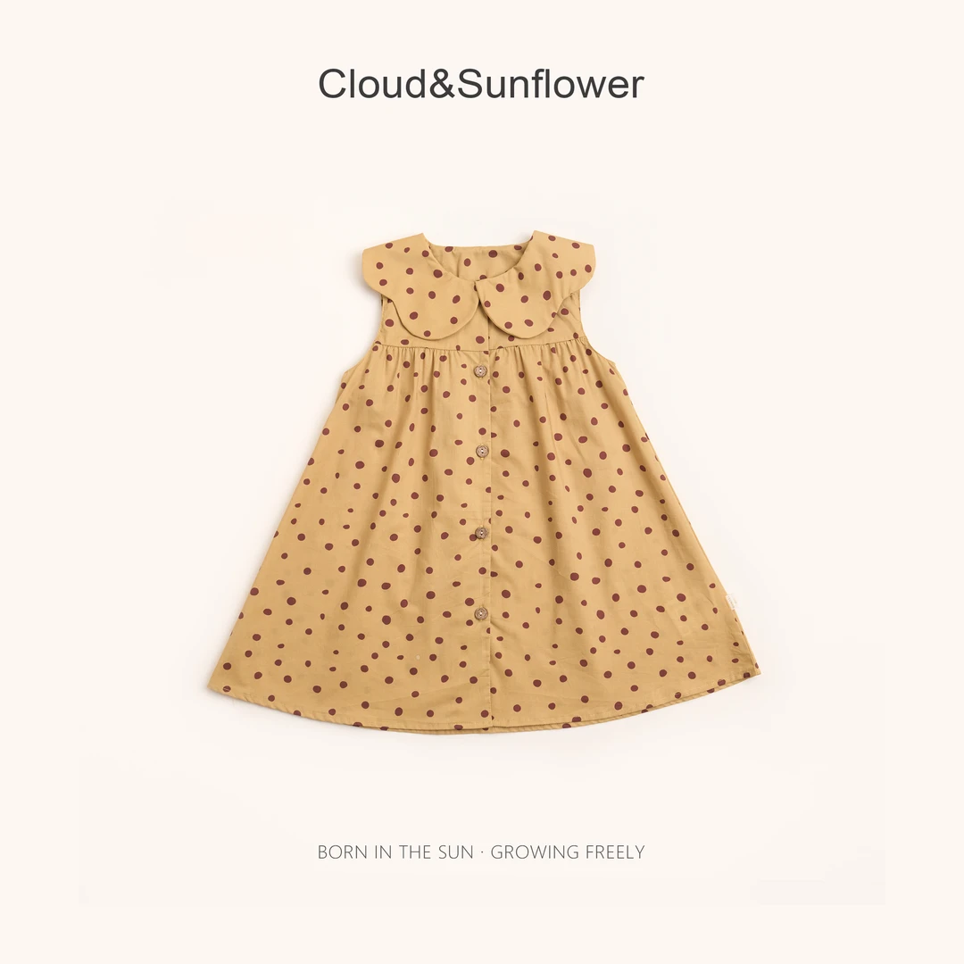 【云朵小葵】女童夏季洋气薄款翻领波点休闲百搭连衣裙991502