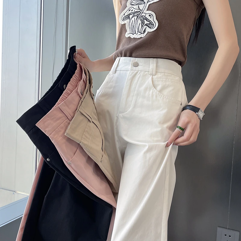 【安安小个子】100棉春夏大码微胖八九分阔腿女宽松显瘦直筒裤2504