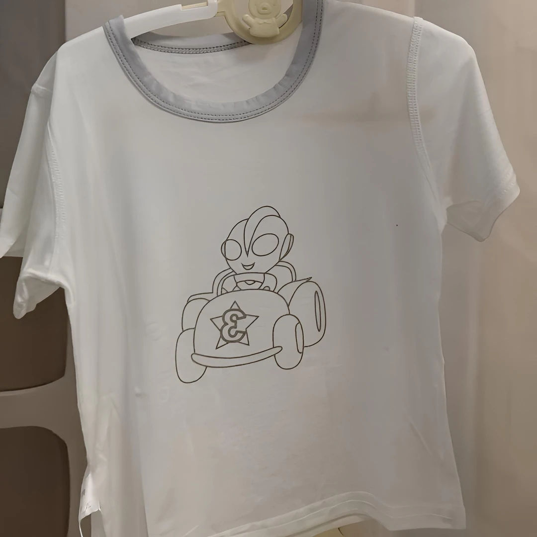 【光变短袖】白色男女童休闲T恤短袖薄款夏季可爱短袖t恤印花