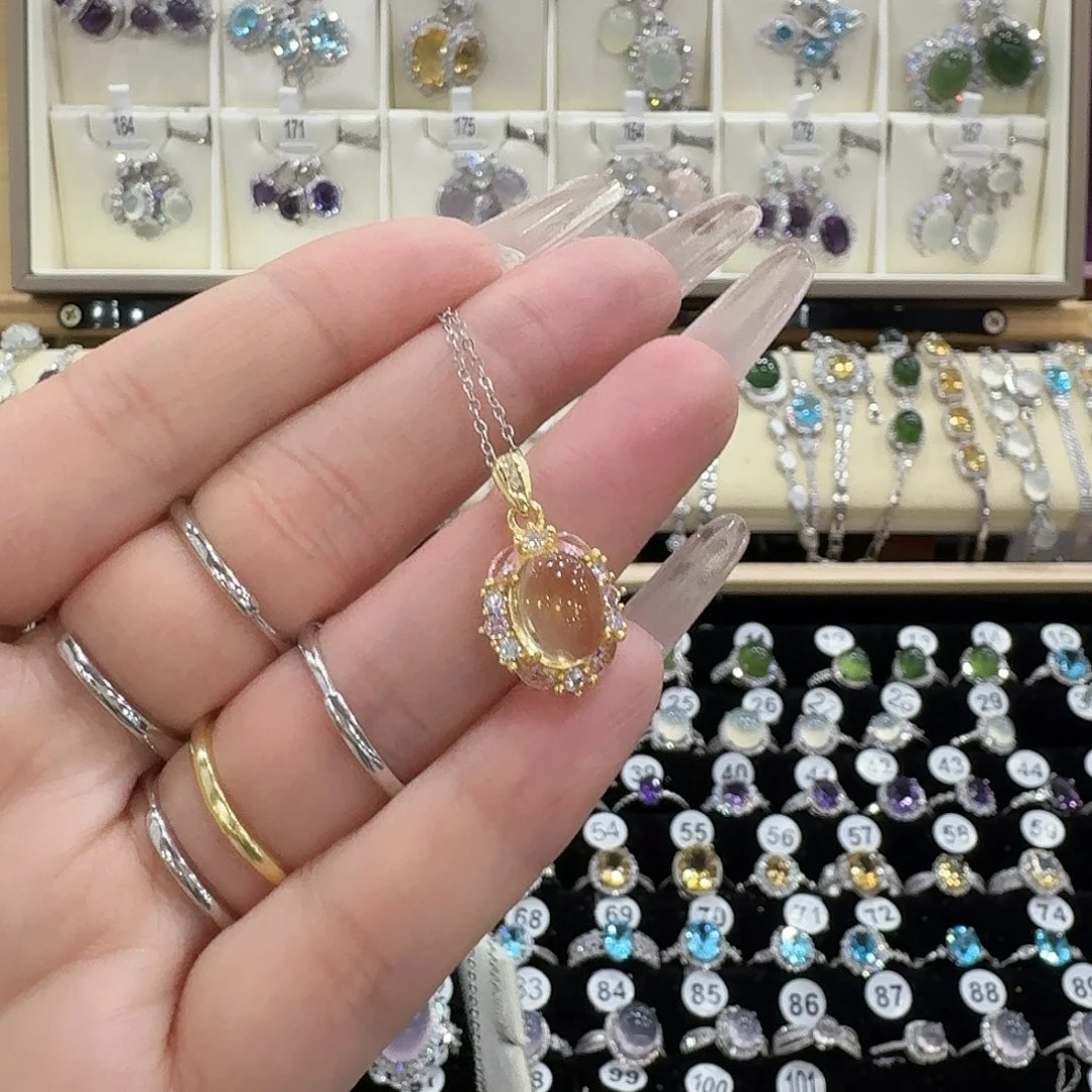 8***a蛇纹石玉银S925镶嵌吊坠(赠链)