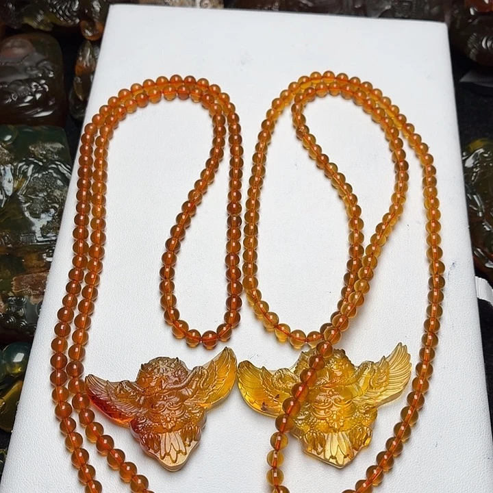 @***女琥珀未镶嵌颈饰4➕棕红
