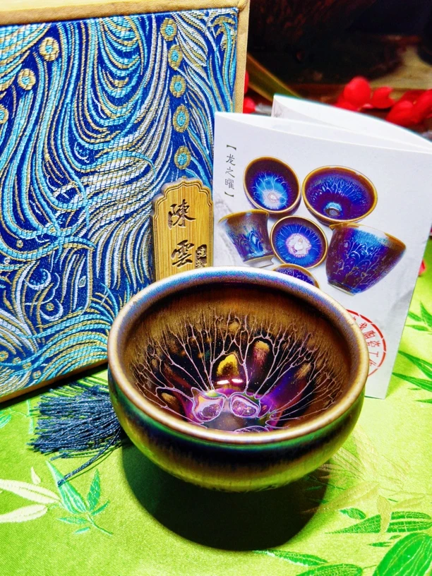 名家天目盏建阳原矿建盏纯手工铁胎功夫繁花似锦建盏茶具主人杯