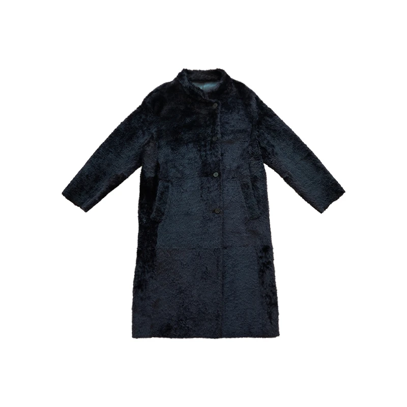 【U.M】乌梅子酱立领中长直毛拉贡保暖皮毛一体