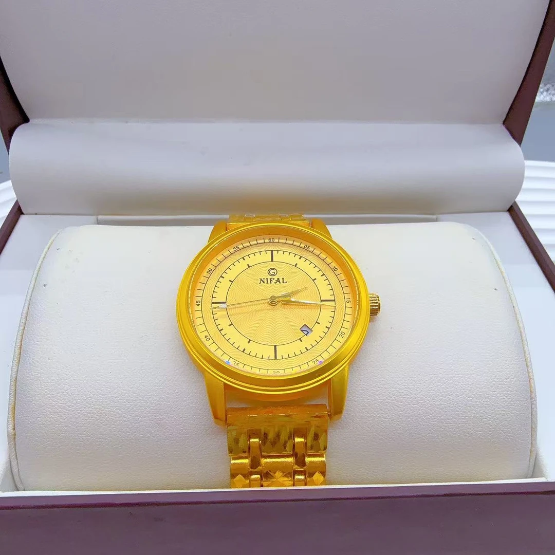 铜合金精美防水夜光手链手表222-4时尚腕表金色男款经典潮流奢华