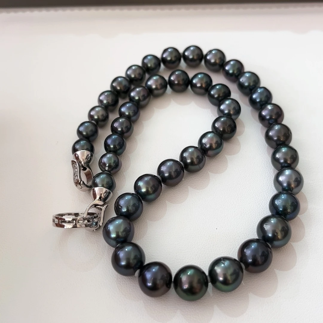 海水珍珠颈饰未镶嵌J****?大溪地蓝莓紫8-11