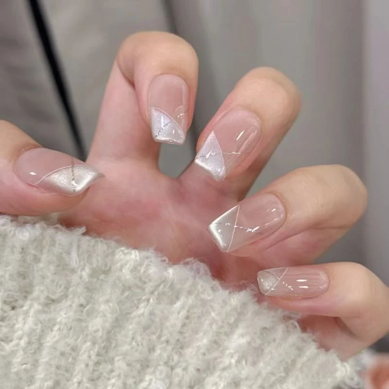 『初恋』手工穿戴美甲贴片短中长显白裸粉冰透高级感10片装