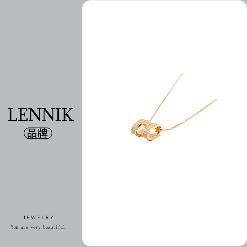 合金项链  lennik/lennik-LN时尚百搭字母奶茶色白色项链
