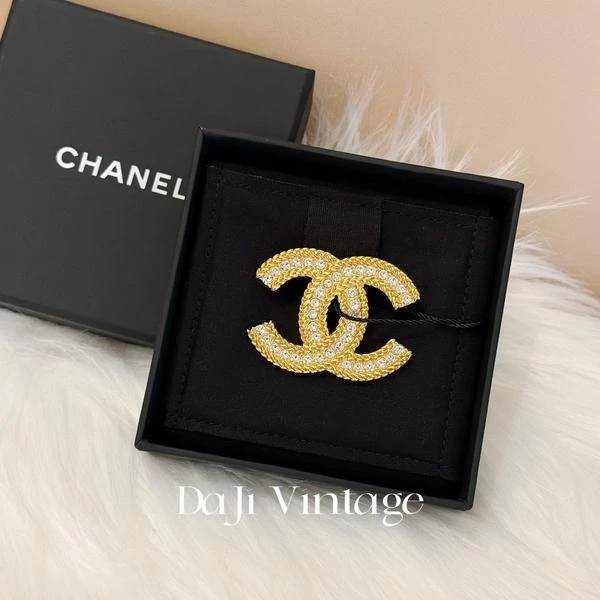 大吉中古/Chanel香奈儿金色双c麦穗满钻胸针