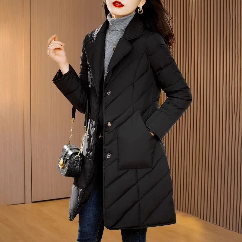 高端中长款棉服女冬2025新款时尚洋气轻薄高端高级感时尚棉服外套