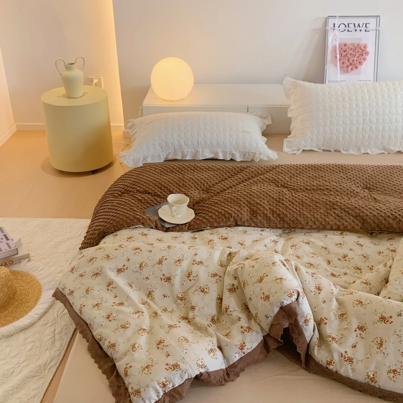 法式复古风 线下同款  针织豆豆被 春秋被 冬被 摩卡